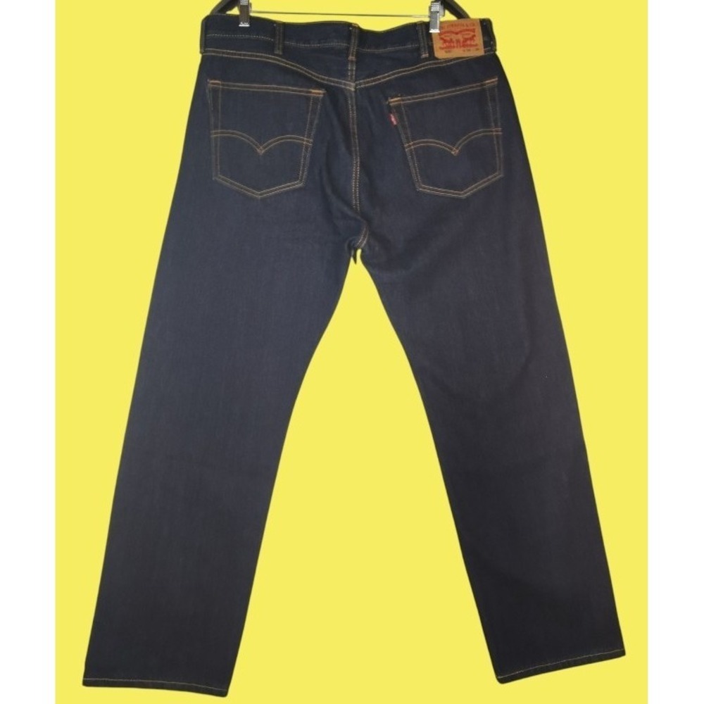Levis 505 Jeans Men Size 38x30 Dark Blue Regular Straight Leg Stretch Denim NEW